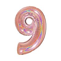 PALLONE FOIL GLITTER    ROSE GOLD CM.100 NUMERO 9