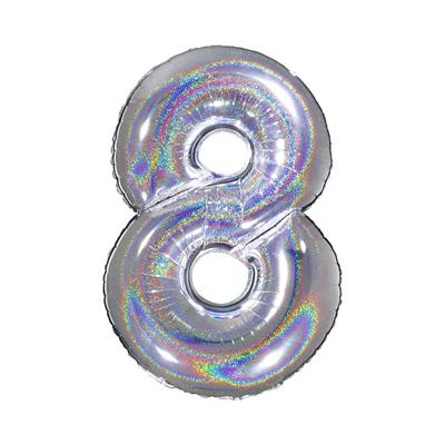 PALLONE FOIL GLITTER    SILVER CM.100 NUMERO 8