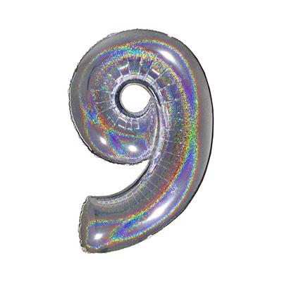 PALLONE FOIL GLITTER    SILVER CM.100 NUMERO 9