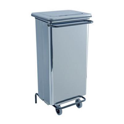 PATTUMIERA INOX C/PEDALE LT.110 H.97 SPORT.E RUOTE RETTANG.