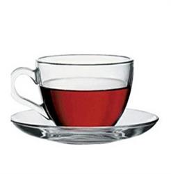 TAZZA CAFFE' VETRO CON  PIATTINO BASIC