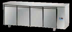 TAVOLO REFRIGERATO INOX MID 4 PORTE INOX CM.210X70X90H. S/GRUPPO