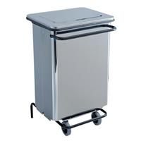 PATTUMIERA INOX C/PEDALE LT. 70 H.75 SPORT.E RUOTE RETTANG.