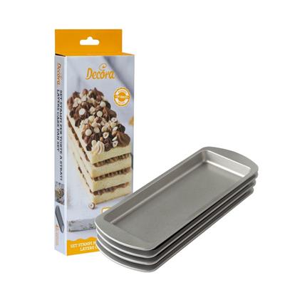 SET 4 STAMPI RETTAN. PER TORTE A STRATI 25,5X10X2H.