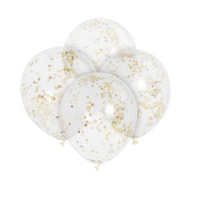 PALLONI 12 TRASPARENTE CONFETTI GOLD PZ.6