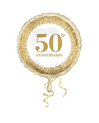 PALLONE FOIL D.45 50°   ANNIVERSARIO GLITTER GOLD