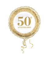 PALLONE FOIL D.45 50°   ANNIVERSARIO GLITTER GOLD