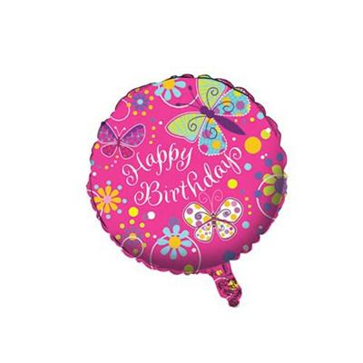 PALLONE FOIL FARFALLE CM.45 HAPPY BIRTHDAY