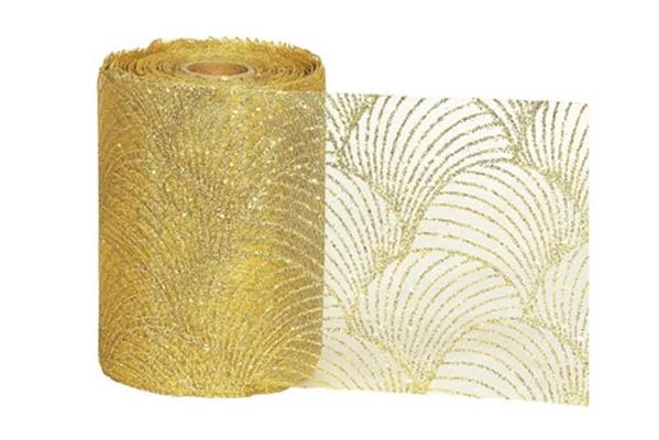 NASTRO FOGLIA GLITTER GOLD MM.100 MT.20