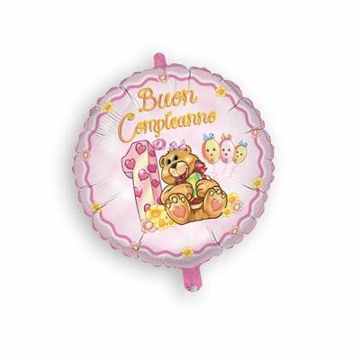 PALLONE FOIL PRIMO COMPLEANNO ROSA D.45