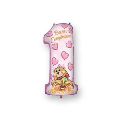 PALLONE FOIL PRIMO COMPLEANNO ROSA CM.100