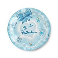 PIATTI CARTA BATTESIMO  CELESTE CM.21 PZ.10