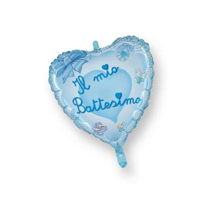 PALLONE FOIL CUORE IL MIO BATTESIMO CELESTE D.45