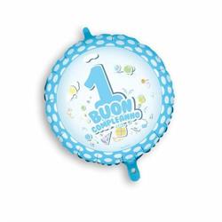 PALLONE FOIL PRIMO COMPLEANNO CELESTE CM.45