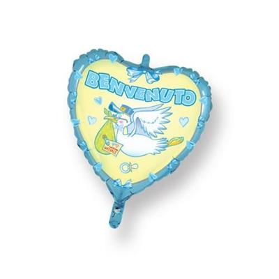 PALLONE FOIL CUORE BENVENUTO CELESTE D.45