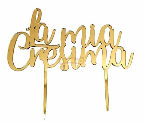 CAKE TOPPER PLEXI CRESIMA ORO