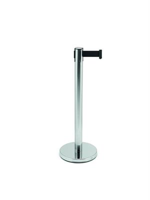 COLONNA DELIMITA CORSIE INOX+ 2 METRI NASTRO NERO