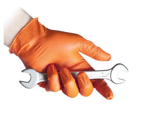 GUANTI NITRILE ARANCIO  PZ.50 ALTO SPESSORE XLARGE N85