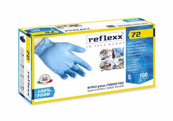 GUANTI NITRILE BLU' R 72 PZ.100 L FOOD S/POLVERE  Gr.3,9