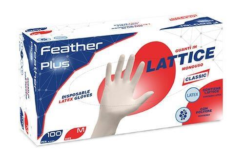 GUANTI LATTICE FEATHER  PLUS BIANCO PZ.100 MEDIO  Gr.4,8