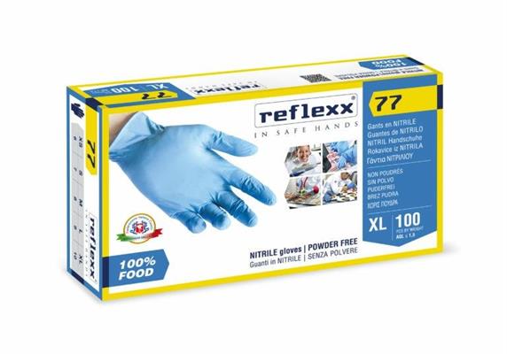 GUANTI NITRILE BLU' R 77 PZ.100 S S/POLVERE FOOD