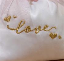 SACCHETTO RASO BIANCO LOVE GOLD 10X14