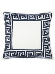 CUSCINO RICAMO GRECA    WHITE BLUE 51X51