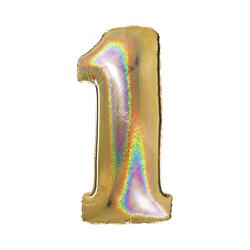 PALLONE FOIL GLITTER GOLD CM.100 NUMERO 1