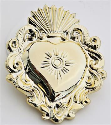 CUORE PICCOLO EXVOTO  SOLE CM.17X14 ORO