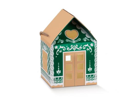 SCAT. CASETTA C.CORDINO  20X20X18 KRAFT/VERDE LITTLE HOUSE