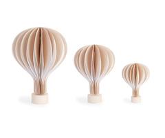 SET 3 MONGOLFIERE BASE WOOD AVORIO D.15-33 H.23-45