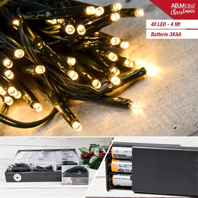 LUCI  40 MINILED A BATTERIA BIANCO CALDO MT.4,20