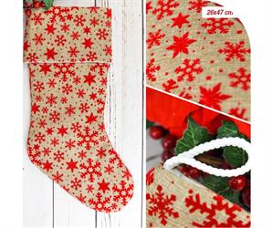 CALZA BEFANA STOFFA CON DECORI CM.26X47