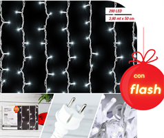 LUCI TENDA 200 MAXI LED FREDDA MT.3,9X0,5 FLASH COLLEG.