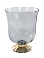 VASO VETRO DIAM.16X20 H. GRIGIO CON BASE ORO