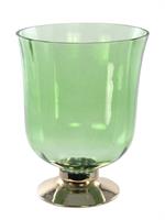 VASO VETRO DIAM.20X25 H. VERDE CON BASE ORO