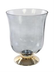 VASO VETRO DIAM.20X25 H. GRIGIO CON BASE ORO