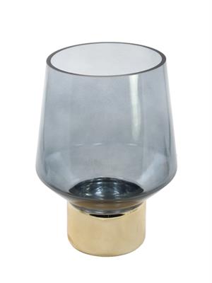 VASO VETRO DIAM.18X25 H. GRIGIO CON BASE ORO