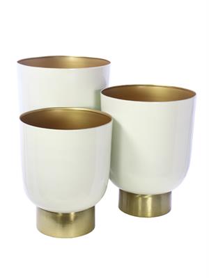 CACHE POT METALLO BIANCO E ORO DIAM.23X29 H.