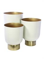 CACHE POT METALLO BIANCO E ORO DIAM.23X29 H.