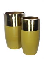 CACHE POT METALLO OCRA E ORO DIAM.26X45 H.