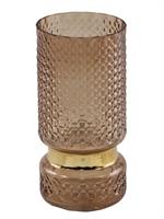 VASO VETRO DIAM.12X25 H. MARRONE CON FASCIA ORO