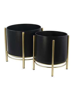 VASO METALLO NERO E ORO DIAM.25X29 H.