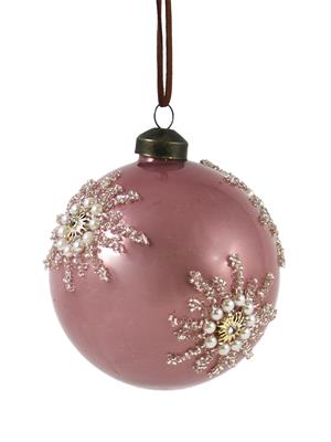 SFERA VETRO ROSA DECORO FIORI DIAM. 10