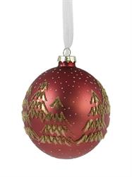 SFERA VETRO MALVA ORO DECORO ALBERI DIAM. 10