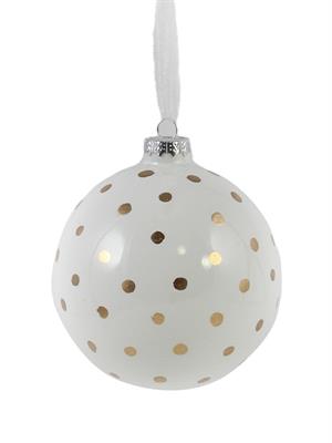 SFERA VETRO BIANCA ORO DECORO POIS DIAM. 10