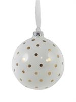 SFERA VETRO BIANCA ORO DECORO POIS DIAM. 10