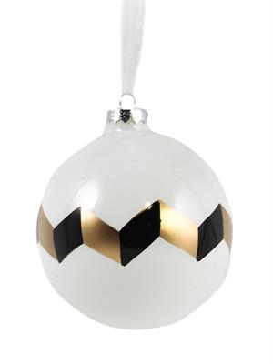 SFERA VETRO BIANCA DECORO ORO NERO DIAM. 12