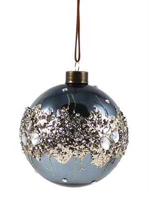 SFERA VETRO BLU DECORO STRASS DIAM. 10