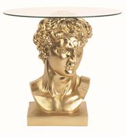 TAVOLINO CON VETRO BUSTO DAVID ORO CM.51X51 H. IN POLIRESINA